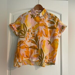C&C California Tropical Linen Shirt in Orange, Pink & Green